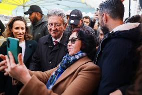 Jean-Luc Melenchon Visit To Market - Choisy-Le-Roi