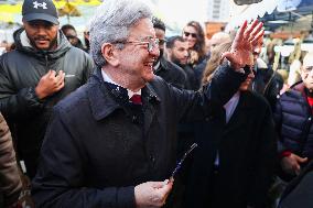 Jean-Luc Melenchon Visit To Market - Choisy-Le-Roi