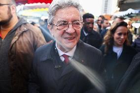 Jean-Luc Melenchon Visit To Market - Choisy-Le-Roi