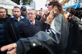 Jean-Luc Melenchon Visit To Market - Choisy-Le-Roi