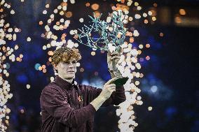 Jannik Sinner celebrates victory at Rolex Paris Masters 2025 in Paris FA