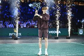 Jannik Sinner celebrates victory at Rolex Paris Masters 2025 in Paris FA