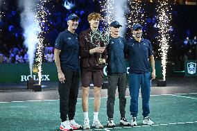 Jannik Sinner celebrates victory at Rolex Paris Masters 2025 in Paris FA