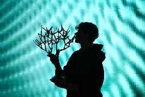 Jannik Sinner poses with Rolex Paris Masters 2025 trophy in Paris FA