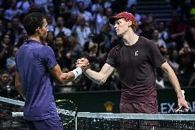 Jannik Sinner vs Felix Auger-Aliassime at Rolex Paris Masters 2025 in Paris FA