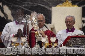 Pope Leo XIV Presides Over A Mass In Suffrage For The Late Pope Francis - Vatican