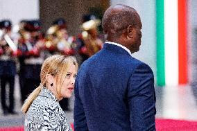 PM Giorgia Meloni Meets With Gabonese President Brice Clotaire Oligui Nguema - Rome
