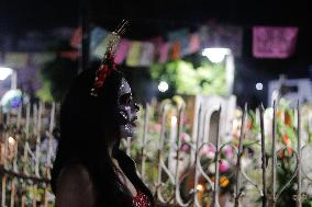 Visitors Attend Traditional Lighting Ceremony In San Andres Mixquic - Mexico City