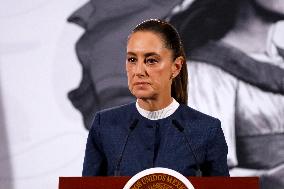 Mexican President Claudia Sheinbaum Holds Briefing Conference - Mexico