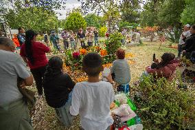 People Visit Cemeteries on the Day of the Dead - Mexico