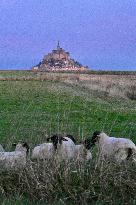 Mont-Saint-Michel and its bay in northwestern France. FC