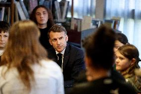 President Macron Meets with Middle and High School Students - Rochefort