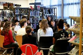 President Macron Meets with Middle and High School Students - Rochefort