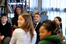 President Macron Meets with Middle and High School Students - Rochefort