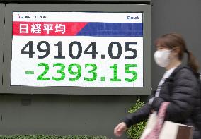 Tokyo stocks tumble