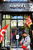 Inter-Union Rally In Front Of Maison Sanofi - Paris
