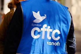 Inter-Union Rally In Front Of Maison Sanofi - Paris