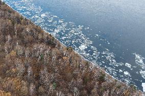 Heilongjiang River Covered in Drifting Ice - China