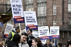 Protest Against Tax on E-Cigarette Liquids - Strasbourg