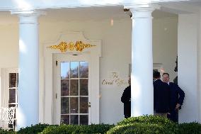 The Oval Office with a new sign up front - Washington