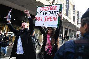 Protest Against Shein's Opening at BHV - Paris