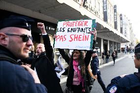 Protest Against Shein's Opening at BHV - Paris