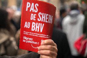 Protest Against Shein's Opening at BHV - Paris