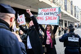 Protest Against Shein's Opening at BHV - Paris