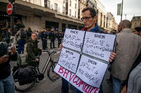 Protest Against Shein's Opening at BHV - Paris