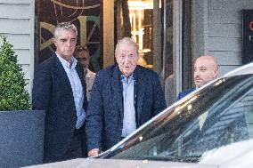 King Emeritus Juan Carlos I as He Leaves Restaurant - Spain