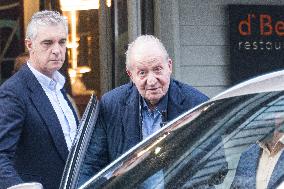 King Emeritus Juan Carlos I as He Leaves Restaurant - Spain