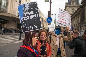 Protest Against Shein's Opening at BHV - Paris