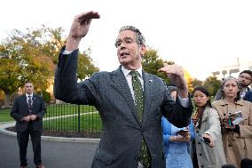 Scott Bessent talks to reporters - Washington