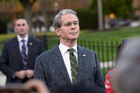 Scott Bessent talks to reporters - Washington