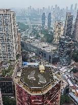 Giant Footprints on Building Rooftop in Chongqing