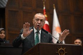 Erdogan Addresses a Parliamentary Group AKP - Ankara