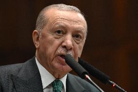 Erdogan Addresses a Parliamentary Group AKP - Ankara