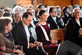 SWEDEN'S CROWN PRINCESS COUPLE AT GUSTAV ADOLF'S ACADEMY