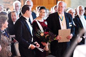 SWEDEN'S CROWN PRINCESS COUPLE AT GUSTAV ADOLF'S ACADEMY