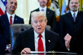 Trump Speaks in The Oval Office - Washington