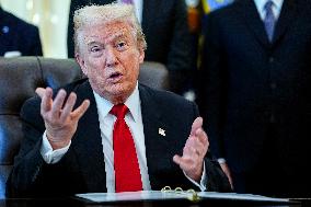 Trump Speaks in The Oval Office - Washington