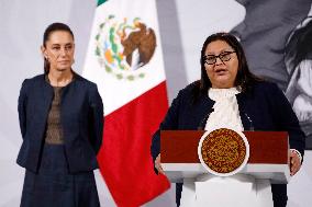 Mexican President Claudia Sheinbaum Holds Briefing Conference - Mexico