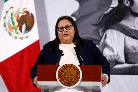 Mexican President Claudia Sheinbaum Holds Briefing Conference - Mexico