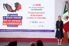 Mexican President Claudia Sheinbaum Holds Briefing Conference - Mexico