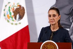 Mexican President Claudia Sheinbaum Holds Briefing Conference - Mexico