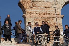 Minister Salvini and Mayor Tommasi Visit Arena In Verona - Italy
