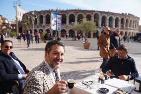 Minister Salvini and Mayor Tommasi Visit Arena In Verona - Italy