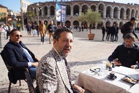 Minister Salvini and Mayor Tommasi Visit Arena In Verona - Italy