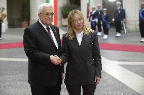 Giorgia Meloni Receives Palestinian Authority President - Rome