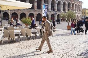 Minister Salvini and Mayor Tommasi Visit Arena In Verona - Italy